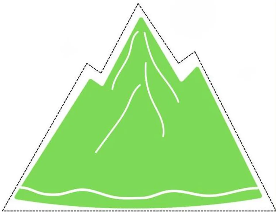 Halaman menggunting bentuk gunung dari modul Sensim - aktivitas pengganti layar untuk anak 3-5 tahun